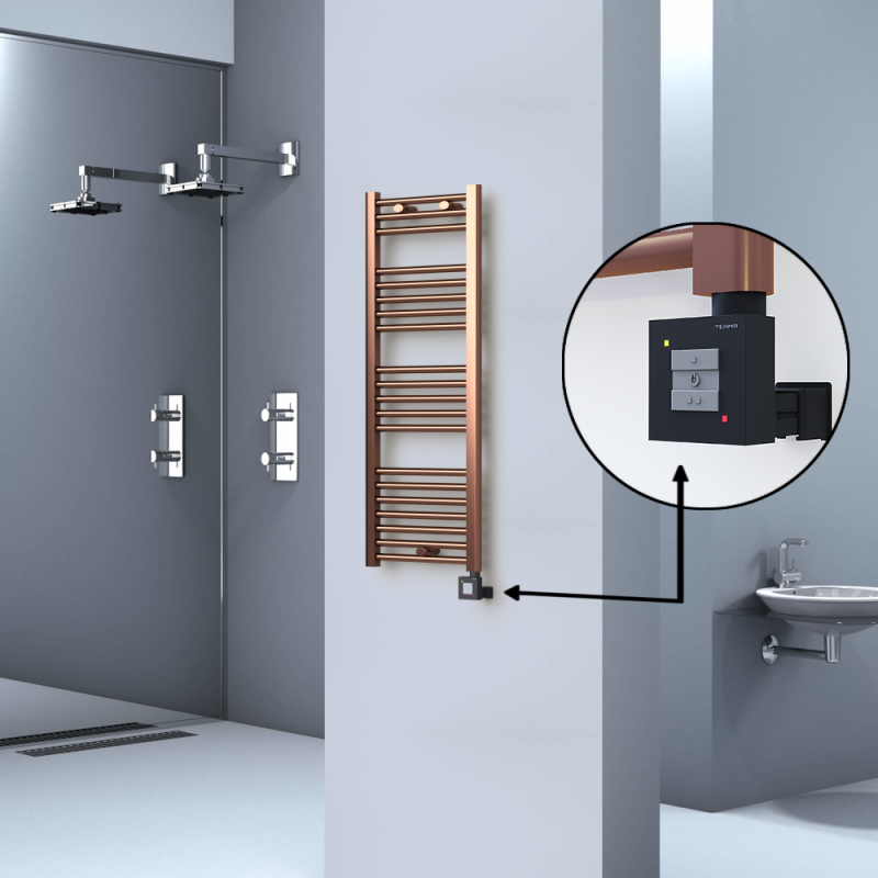 HAITI Elektrikli Havlupan 400x1100 Düz Bakır Eskitme (KTX1 Termostat) 300W - 1HAI04001100DK3PEB030