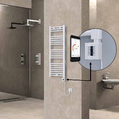  - HAITI Elektrikli Havlupan 400x1100 Düz Beyaz (KTX4 Termostat) 600W Spiral Kablolu (1)