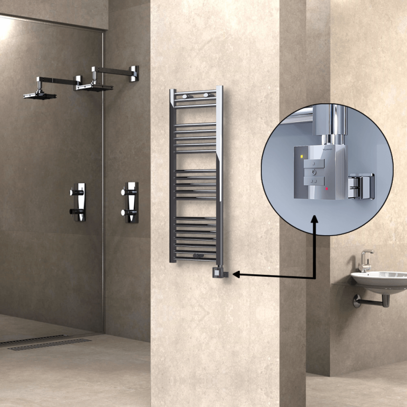 HAITI Elektrikli Havlupan 400x1100 Düz Krom (KTX1 Termostat) 300W - 1HAI04001100DK1PEB030