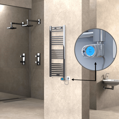 HAITI Elektrikli Havlupan 400x1100 Düz Krom (Musa Termostat) 300W - Thumbnail 1HAI04001100DK1PE3030