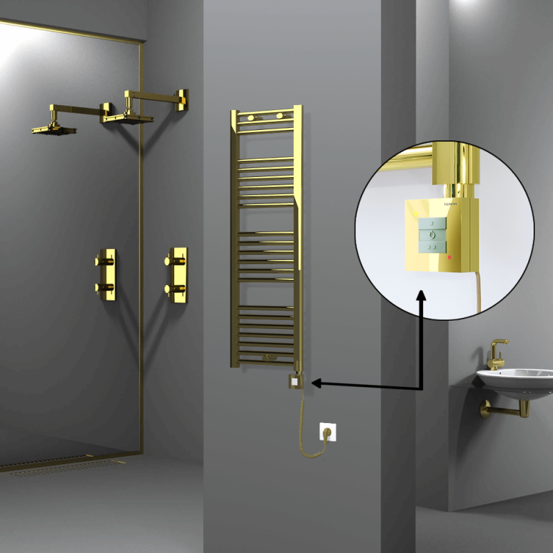 HAITI Elektrikli Havlupan 400x1200 Düz Altın (KTX1 Termostat) 300W Spiral Kablolu - 1HAI04001200DK2PEB030-K