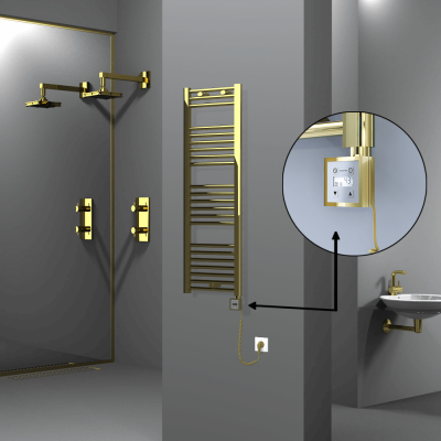 Radiva - HAITI Elektrikli Havlupan 400x1200 Düz Altın (KTX3 Termostat) 300W Spiral Kablolu