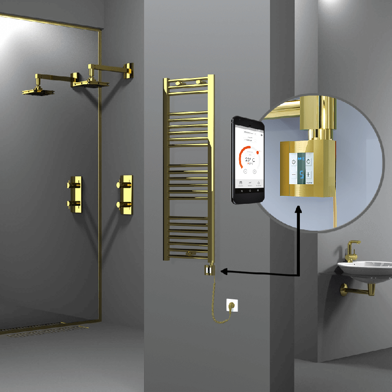 HAITI Elektrikli Havlupan 400x1200 Düz Altın (KTX4 Termostat) 300W Spiral Kablolu - 1HAI04001200DK2PEC030-K