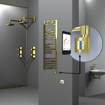 Radiva - HAITI Elektrikli Havlupan 400x1200 Düz Altın (KTX4 Termostat) 300W Spiral Kablolu