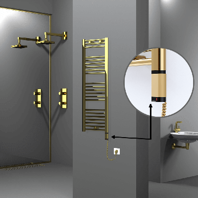 Radiva - HAITI Elektrikli Havlupan 400x1200 Düz Altın (OneD On/Off ) Sağ 300W (1)