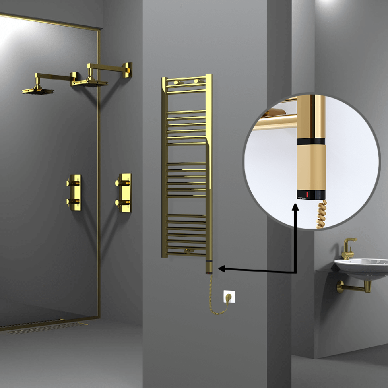 HAITI Elektrikli Havlupan 400x1200 Düz Altın (OneD On/Off ) Sağ 300W - 1HAI04001200DK2PE8030