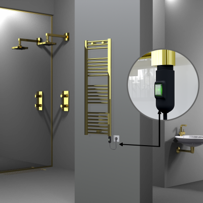 HAITI Elektrikli Havlupan 400x1200 Düz Altın (On/Off Düğmeli) 300W - Thumbnail 1HAI04001200DK2PE1030