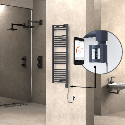 Radiva - HAITI Elektrikli Havlupan 400x1200 Düz Antrasit (KTX4 Termostat) 600W Spiral Kablolu (1)