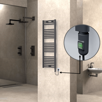 Radiva - HAITI Elektrikli Havlupan 400x1200 Düz Antrasit (On/Off Düğmeli) 600W