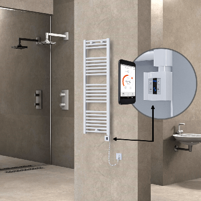  - HAITI Elektrikli Havlupan 400x1200 Düz Beyaz (KTX4 Termostat) 600W Spiral Kablolu