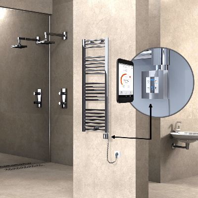  - HAITI Elektrikli Havlupan 400x1200 Düz Krom (KTX4 Termostat) 300W Spiral Kablolu