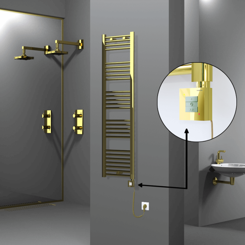 HAITI Elektrikli Havlupan 400x1500 Düz Altın (KTX1 Termostat) 300W Spiral Kablolu - 1HAI04001500DK2PEB030-K