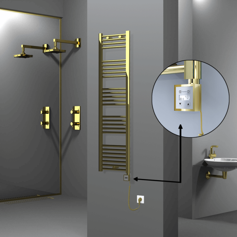 HAITI Elektrikli Havlupan 400x1500 Düz Altın (KTX3 Termostat) 300W Spiral Kablolu - 1HAI04001500DK2PE7030-K