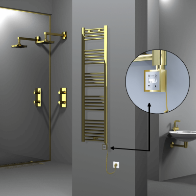 Radiva - HAITI Elektrikli Havlupan 400x1500 Düz Altın (KTX3 Termostat) 300W Spiral Kablolu