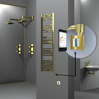 Radiva - HAITI Elektrikli Havlupan 400x1500 Düz Altın (KTX4 Termostat) 300W Spiral Kablolu (1)