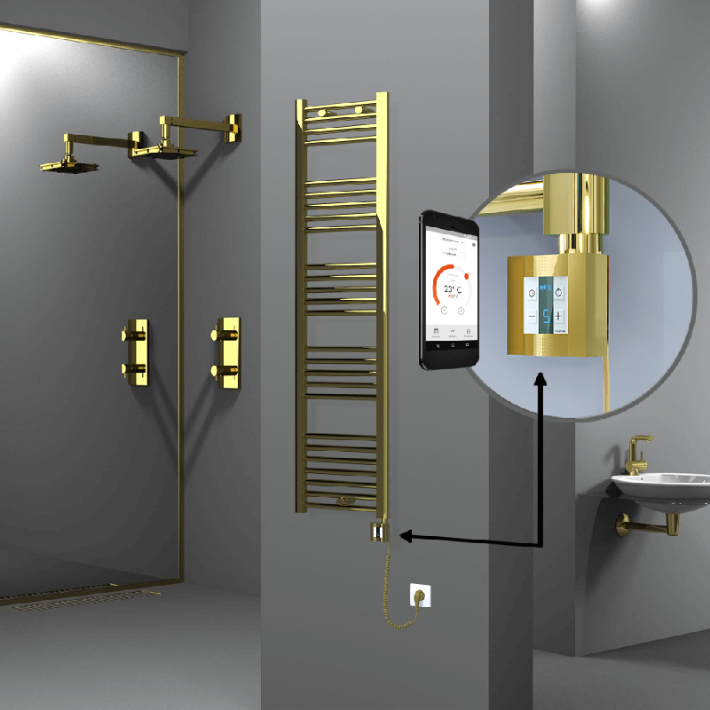 HAITI Elektrikli Havlupan 400x1500 Düz Altın (KTX4 Termostat) 300W Spiral Kablolu - 1HAI04001500DK2PEC030-K