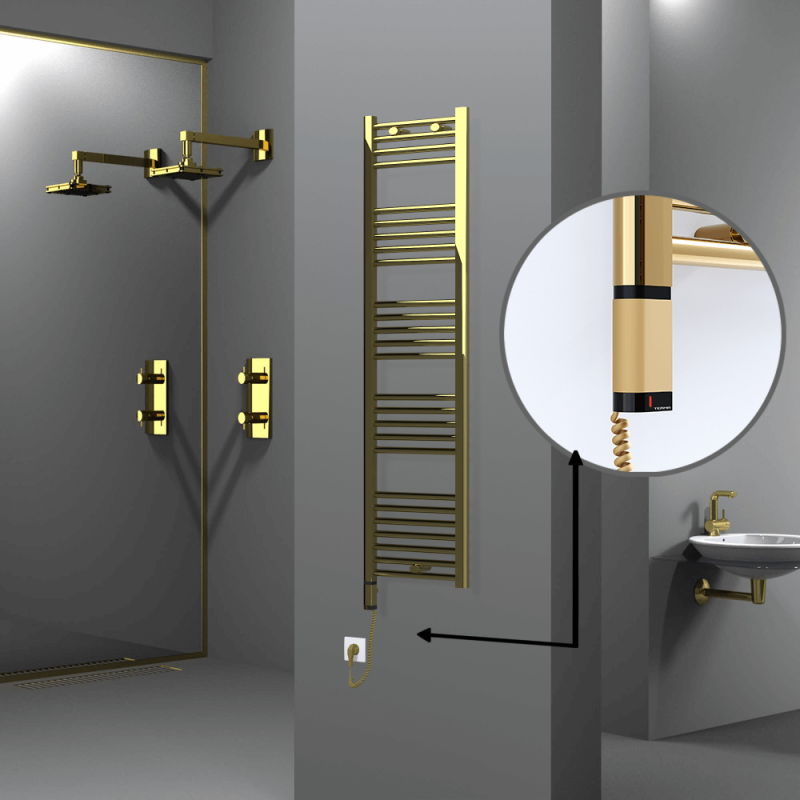 HAITI Elektrikli Havlupan 400x1500 Düz Altın (OneD On/Off ) Sol 300W - 1HAI04001500DK2PE9030