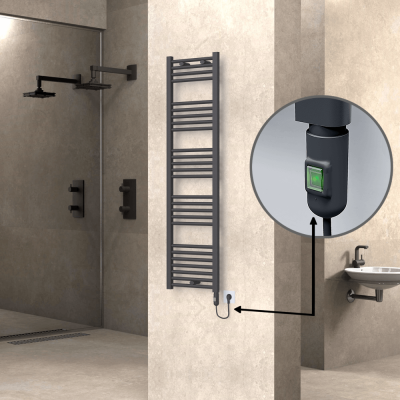 Radiva - HAITI Elektrikli Havlupan 400x1500 Düz Antrasit (On/Off Düğmeli) 600W (1)