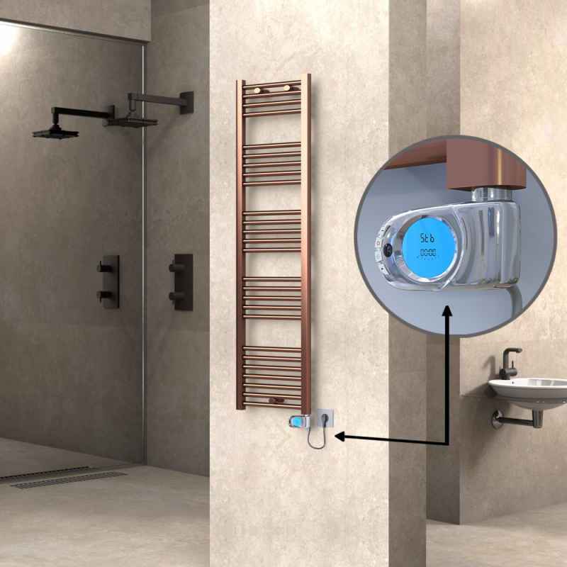 HAITI Elektrikli Havlupan 400x1500 Düz Bakır Eskitme (Musa Termostat) 300W - 1HAI04001500DK3PE3030