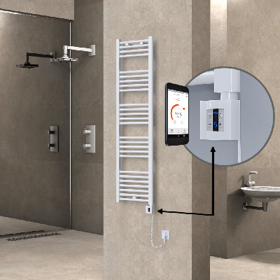  - HAITI Elektrikli Havlupan 400x1500 Düz Beyaz (KTX4 Termostat) 600W Spiral Kablolu