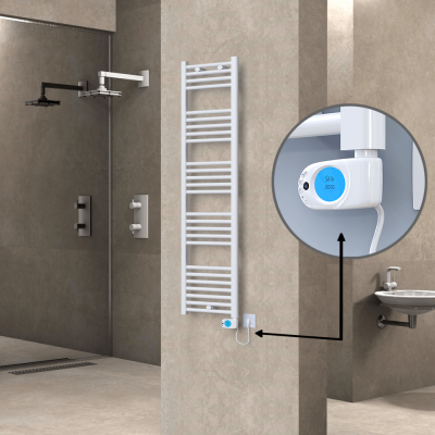 Radiva - HAITI Elektrikli Havlupan 400x1500 Düz Beyaz (Musa Termostat) 600W - 323