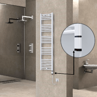 Radiva - HAITI Elektrikli Havlupan 400x1500 Düz Beyaz (OneD On/Off ) Sağ 600W (1)