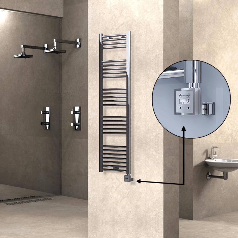 HAITI Elektrikli Havlupan 400x1500 Düz Krom (KTX3 Termostat) 300W - 1HAI04001500DK1PE7030