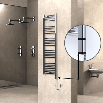 Radiva - HAITI Elektrikli Havlupan 400x1500 Düz Krom (OneD On/Off ) Sağ 300W