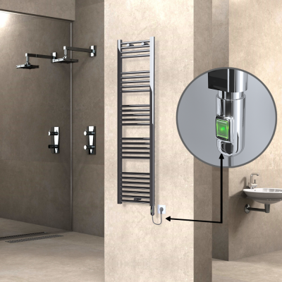 Radiva - HAITI Elektrikli Havlupan 400x1500 Düz Krom (On/Off Düğmeli) 300W