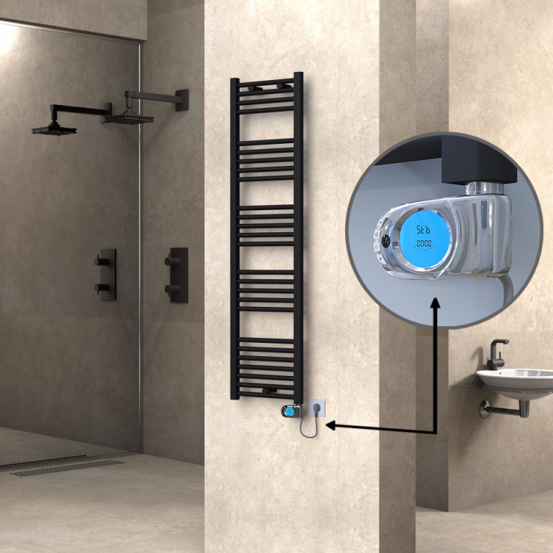 HAITI Elektrikli Havlupan 400x1500 Düz Siyah (Musa Termostat) 600W - 1HAI04001500DB3ME3060