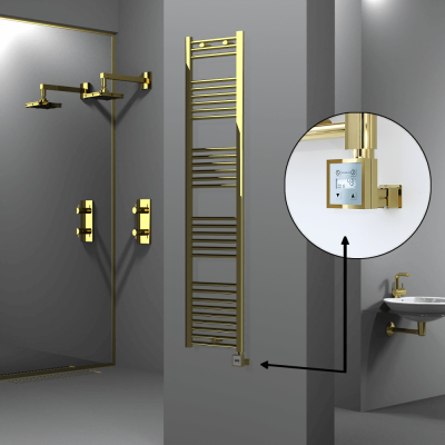 Radiva - HAITI Elektrikli Havlupan 400x1800 Düz Altın (KTX3 Termostat) 300W (1)