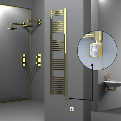 Radiva - HAITI Elektrikli Havlupan 400x1800 Düz Altın (KTX3 Termostat) 300W Spiral Kablolu (1)