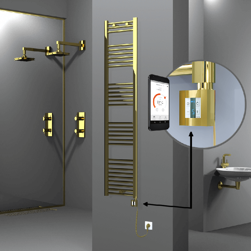 HAITI Elektrikli Havlupan 400x1800 Düz Altın (KTX4 Termostat) 300W Spiral Kablolu - 1HAI04001800DK2PEC030-K