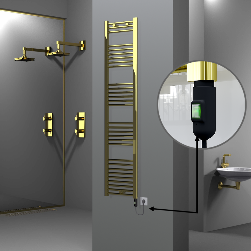 HAITI Elektrikli Havlupan 400x1800 Düz Altın (On/Off Düğmeli) 300W - 1HAI04001800DK2PE1030