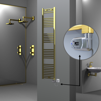 Radiva - HAITI Elektrikli Havlupan 400x1800 Düz Altın (Thesis Termostat) 300W