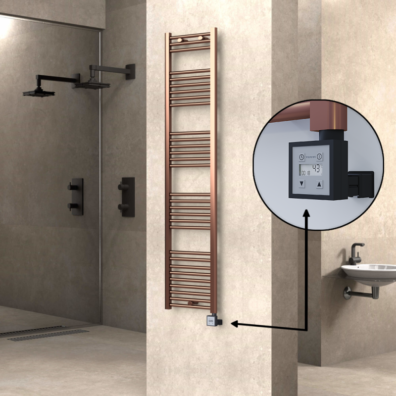 HAITI Elektrikli Havlupan 400x1800 Düz Bakır Eskitme (KTX3 Termostat) 300W - 1HAI04001800DK3PE7030