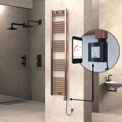 HAITI Elektrikli Havlupan 400x1800 Düz Bakır Eskitme (KTX4 Termostat) 300W Spiral Kablolu - Thumbnail 1HAI04001800DK3PEC030-K