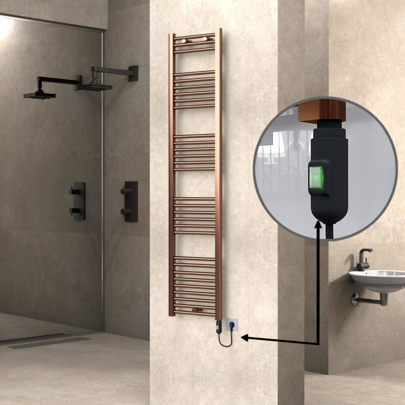 HAITI Elektrikli Havlupan 400x1800 Düz Bakır Eskitme (On/Off Düğmeli) 300W - 1HAI04001800DK3PE1030