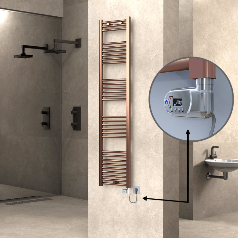 HAITI Elektrikli Havlupan 400x1800 Düz Bakır Eskitme (Thesis Termostat) 300W - 1HAI04001800DK3PE2030