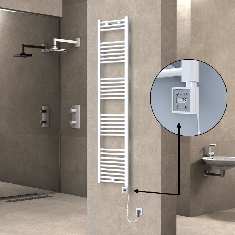 HAITI Elektrikli Havlupan 400x1800 Düz Beyaz (KTX3 Termostat) 600W Spiral Kablolu - 1HAI04001800DB1PE7060-K