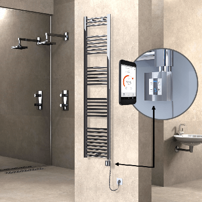  - HAITI Elektrikli Havlupan 400x1800 Düz Krom (KTX4 Termostat) 300W Spiral Kablolu (1)