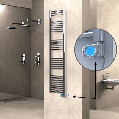 Radiva - HAITI Elektrikli Havlupan 400x1800 Düz Krom (Musa Termostat) 300W