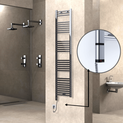 Radiva - HAITI Elektrikli Havlupan 400x1800 Düz Krom (OneD On/Off ) Sol 300W (1)