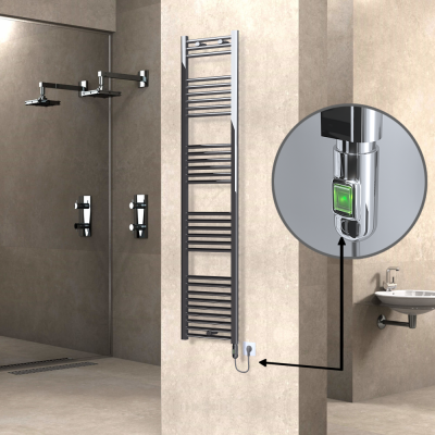 Radiva - HAITI Elektrikli Havlupan 400x1800 Düz Krom (On/Off Düğmeli) 300W (1)