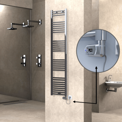 Radiva - HAITI Elektrikli Havlupan 400x1800 Düz Krom (Thesis Termostat) 300W (1)