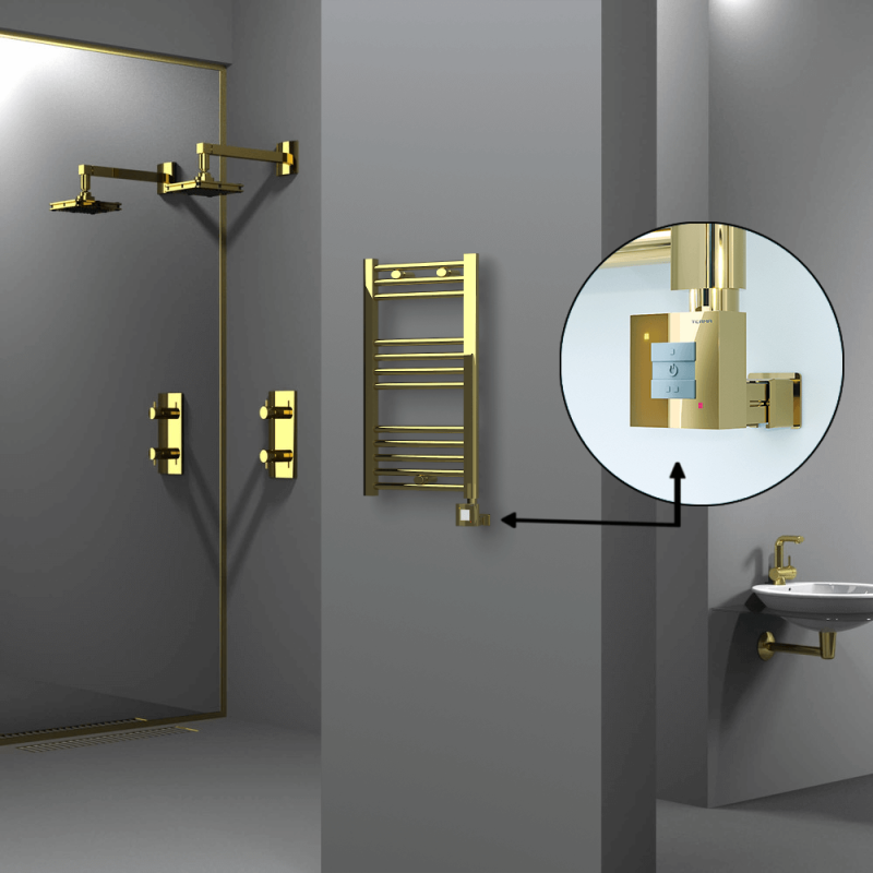 HAITI Elektrikli Havlupan 400x700 Düz Altın (KTX1 Termostat) 200W - 1HAI04000700DK2PEB020