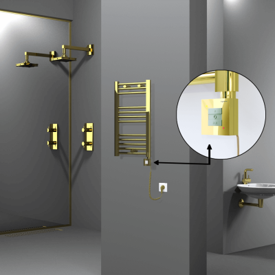 Radiva - HAITI Elektrikli Havlupan 400x700 Düz Altın (KTX1 Termostat) 200W Spiral Kablolu (1)