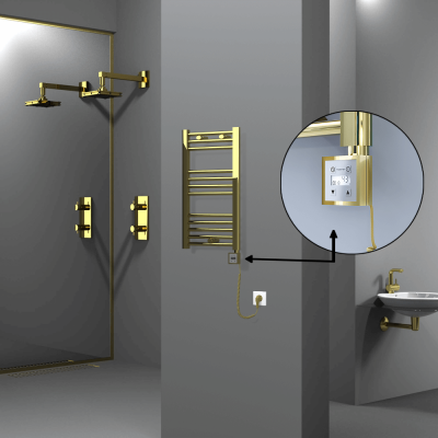 Radiva - HAITI Elektrikli Havlupan 400x700 Düz Altın (KTX3 Termostat) 200W Spiral Kablolu (1)