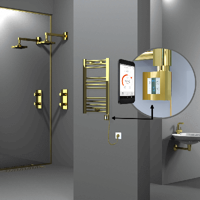 Radiva - HAITI Elektrikli Havlupan 400x700 Düz Altın (KTX4 Termostat) 200W Spiral Kablolu (1)