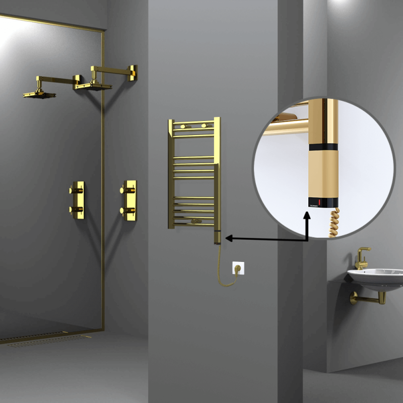 HAITI Elektrikli Havlupan 400x700 Düz Altın (OneD On/Off ) Sağ 200W - 1HAI04000700DK2PE8020